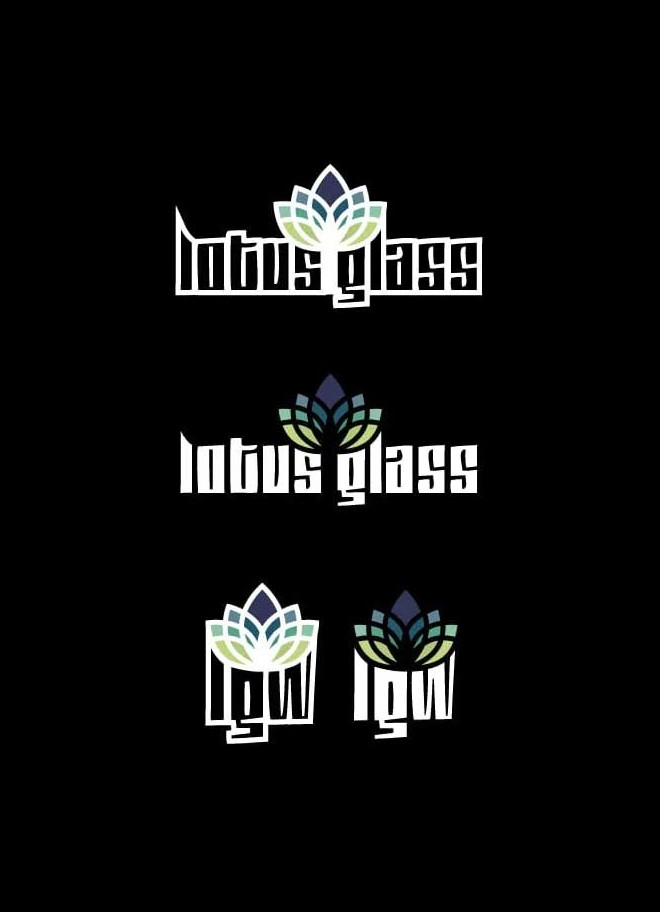 Lotus Glass logo system — full wordmark and LGW mark with and without outline